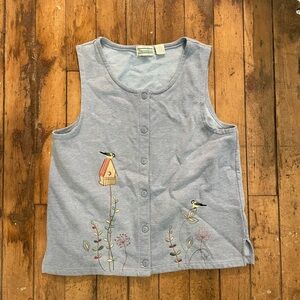 Gray Embroidered Sleeveless Top